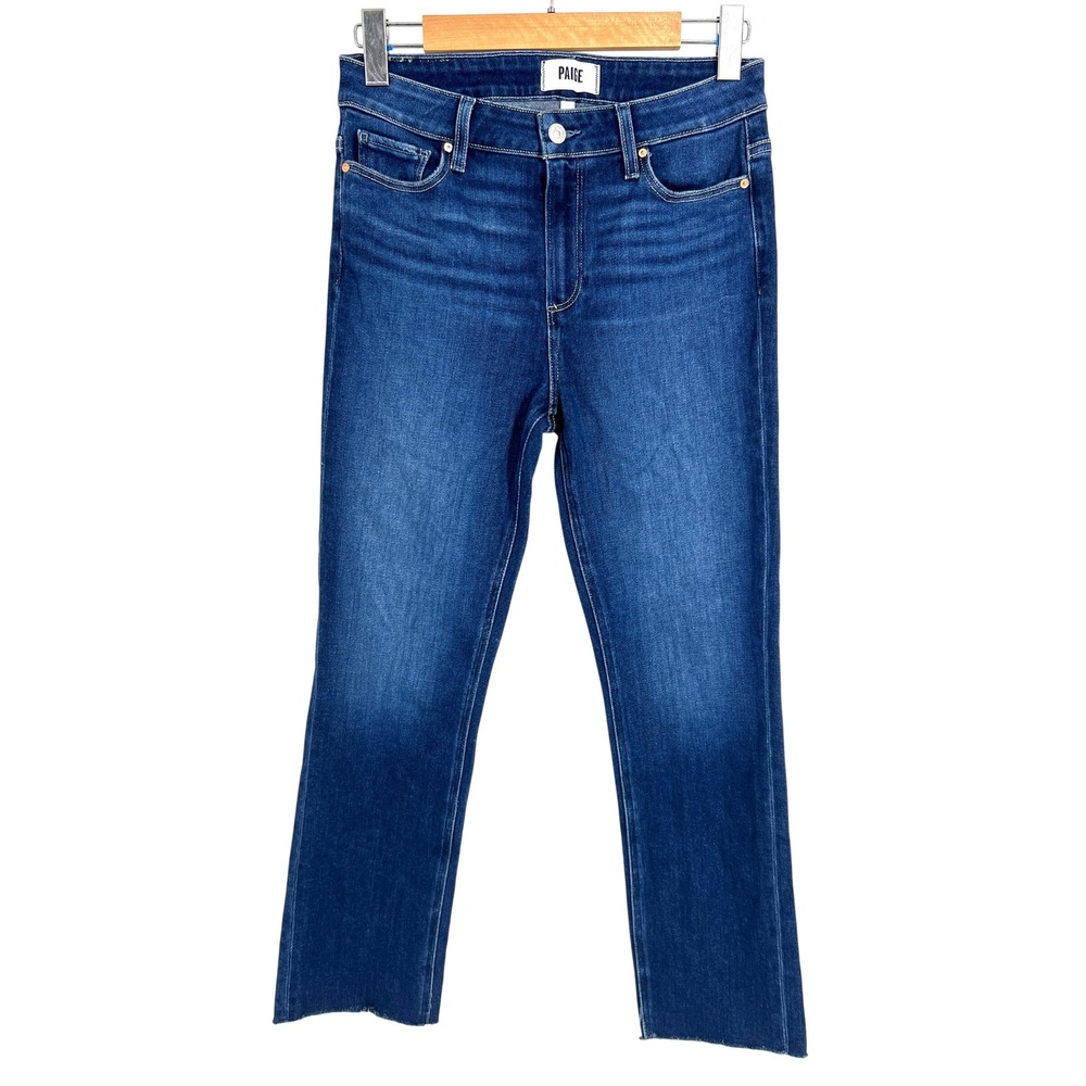 Paige Cindy High Rise Straight Leg Raw Hem Jeans Blue Size 28 5512E77-B323